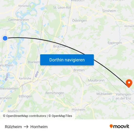 Rülzheim to Horrheim map