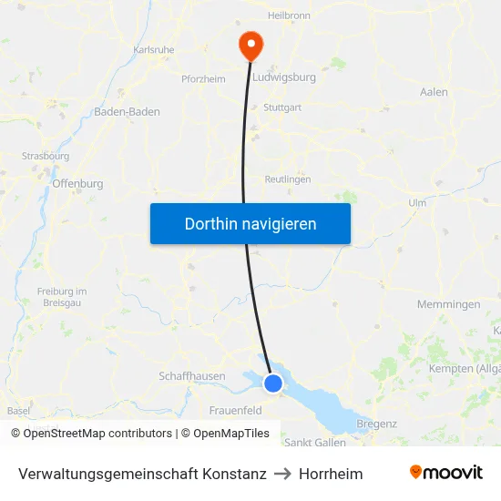 Verwaltungsgemeinschaft Konstanz to Horrheim map
