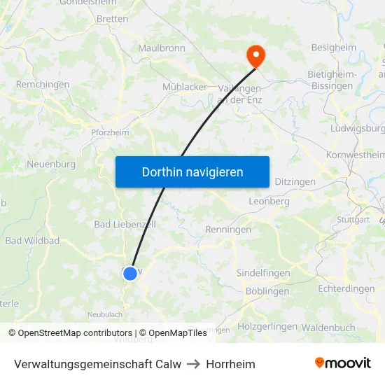 Verwaltungsgemeinschaft Calw to Horrheim map