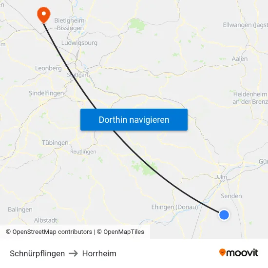 Schnürpflingen to Horrheim map