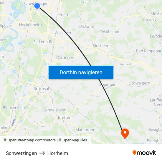 Schwetzingen to Horrheim map