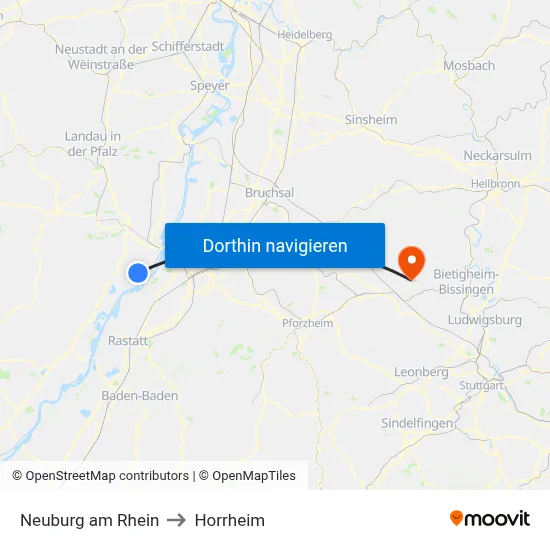 Neuburg am Rhein to Horrheim map