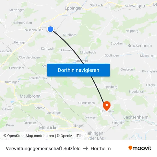 Verwaltungsgemeinschaft Sulzfeld to Horrheim map