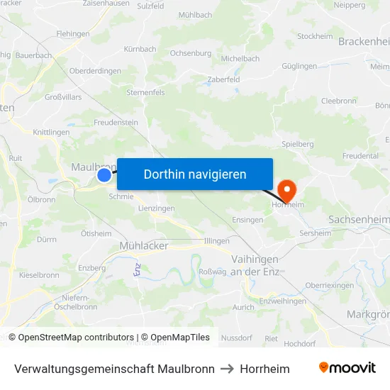 Verwaltungsgemeinschaft Maulbronn to Horrheim map