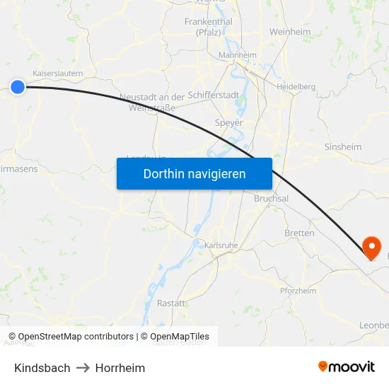 Kindsbach to Horrheim map