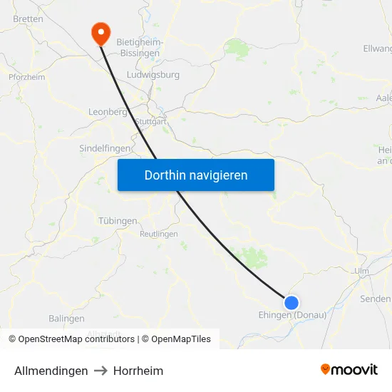 Allmendingen to Horrheim map