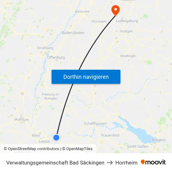 Verwaltungsgemeinschaft Bad Säckingen to Horrheim map