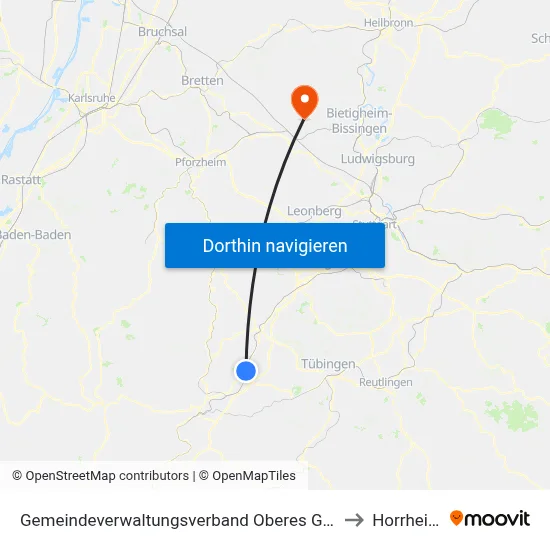 Gemeindeverwaltungsverband Oberes Gäu to Horrheim map