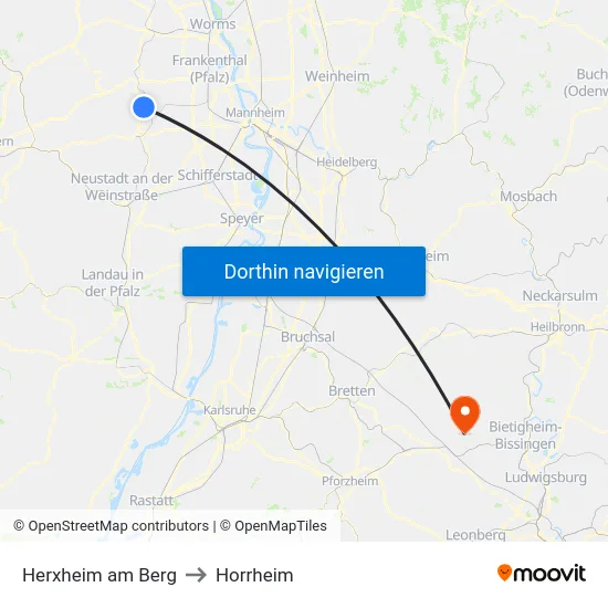 Herxheim am Berg to Horrheim map