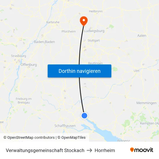 Verwaltungsgemeinschaft Stockach to Horrheim map