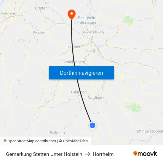 Gemarkung Stetten Unter Holstein to Horrheim map