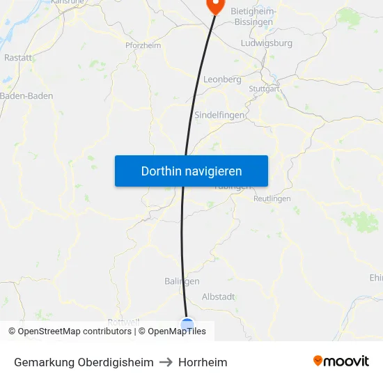 Gemarkung Oberdigisheim to Horrheim map