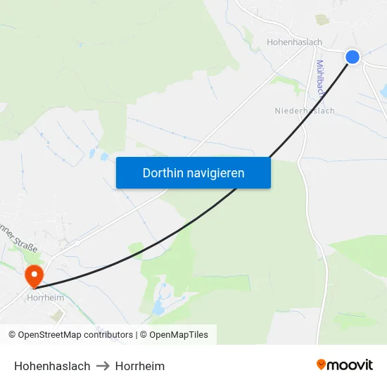 Hohenhaslach to Horrheim map