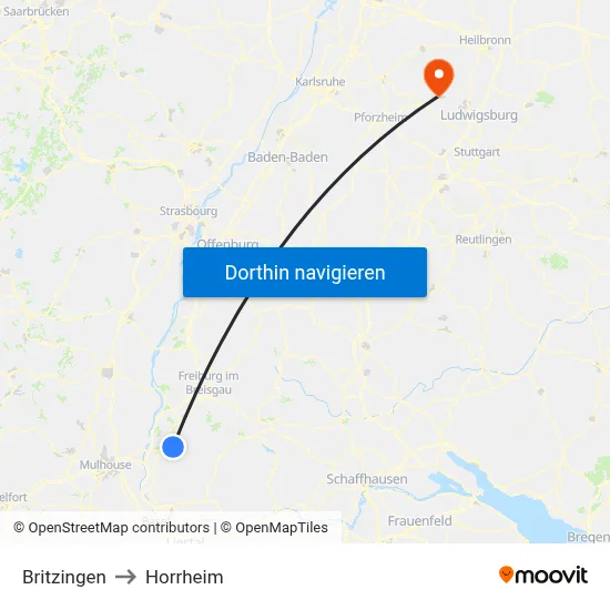 Britzingen to Horrheim map