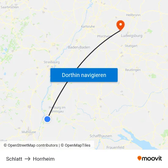Schlatt to Horrheim map