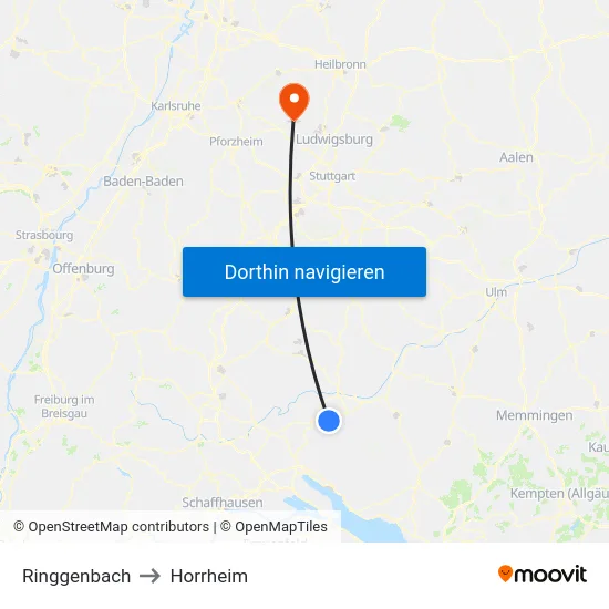 Ringgenbach to Horrheim map