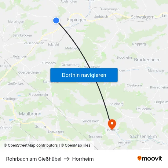 Rohrbach am Gießhübel to Horrheim map