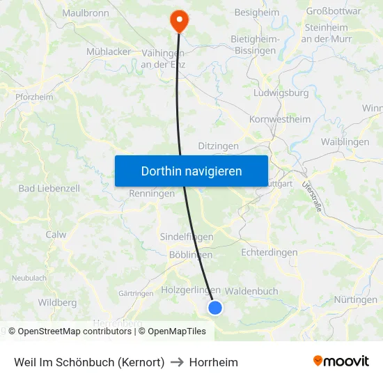 Weil Im Schönbuch (Kernort) to Horrheim map