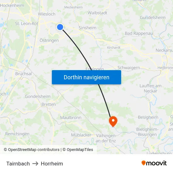 Tairnbach to Horrheim map