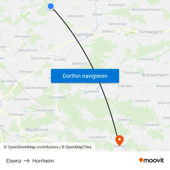 Elsenz to Horrheim map