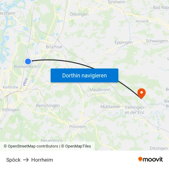 Spöck to Horrheim map