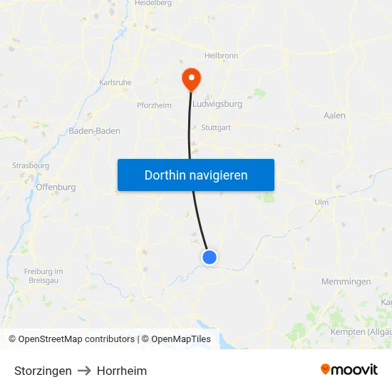 Storzingen to Horrheim map