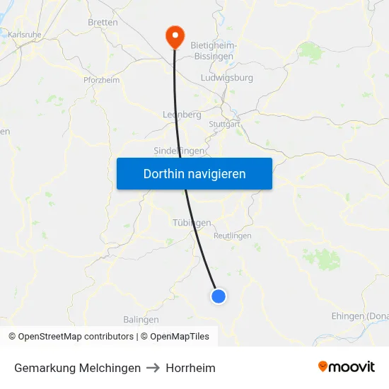 Gemarkung Melchingen to Horrheim map