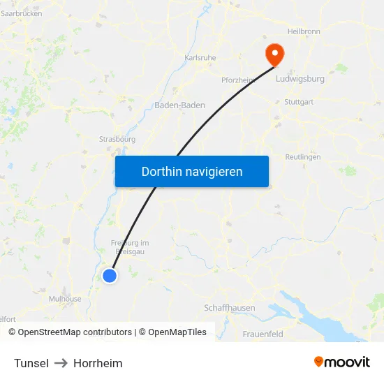 Tunsel to Horrheim map