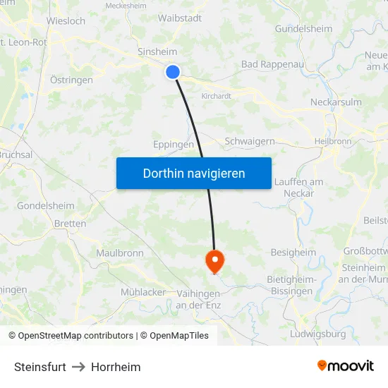 Steinsfurt to Horrheim map