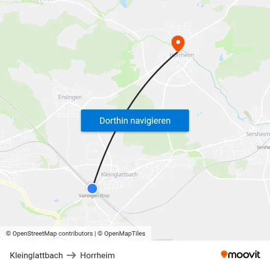 Kleinglattbach to Horrheim map
