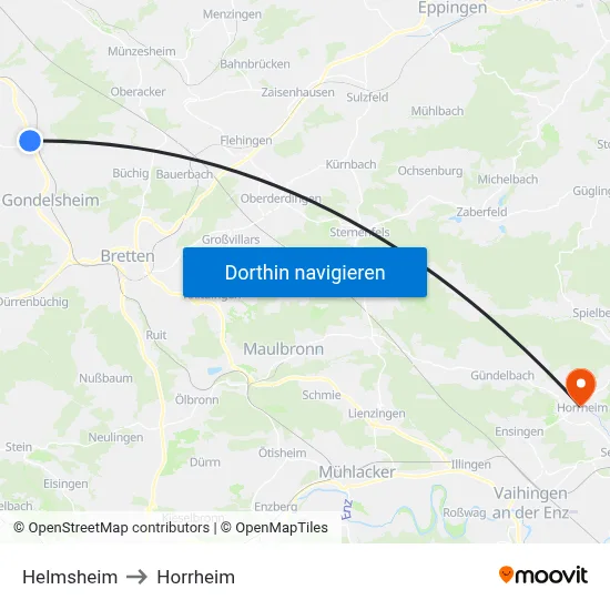Helmsheim to Horrheim map