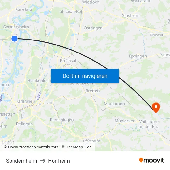 Sondernheim to Horrheim map