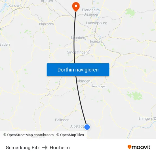 Gemarkung Bitz to Horrheim map