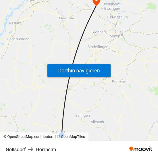 Göllsdorf to Horrheim map