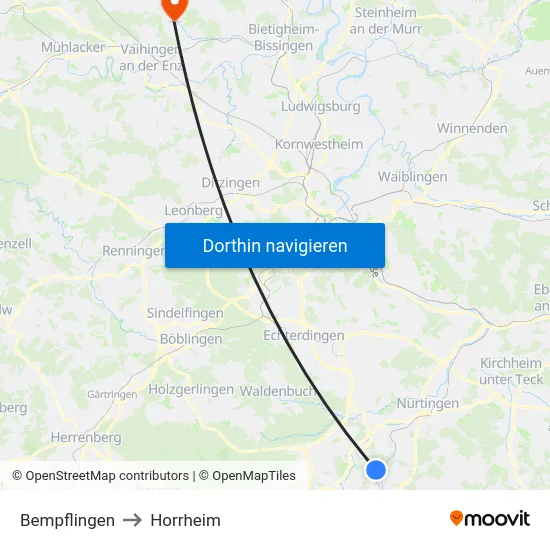 Bempflingen to Horrheim map
