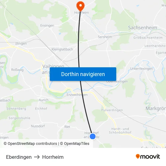 Eberdingen to Horrheim map