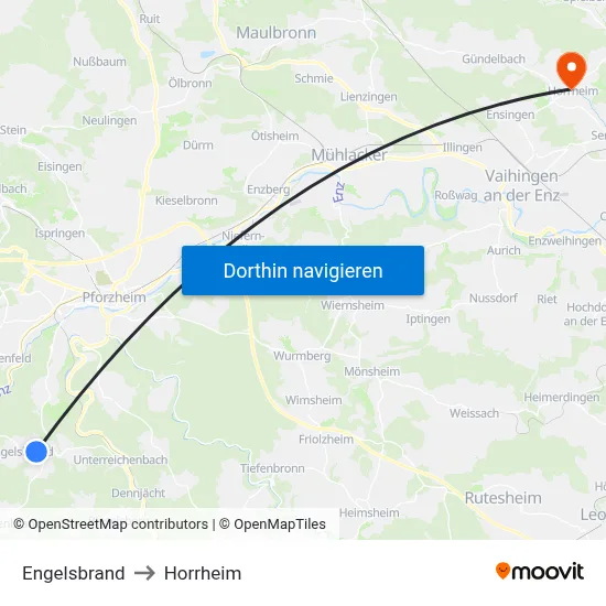 Engelsbrand to Horrheim map