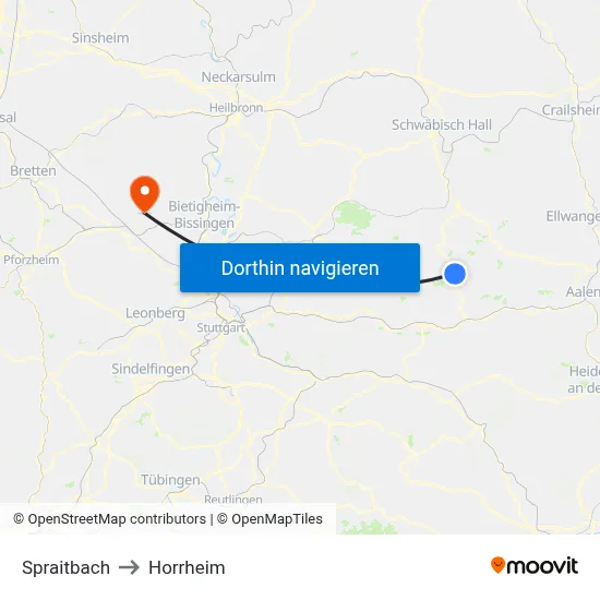 Spraitbach to Horrheim map