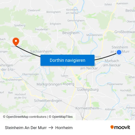 Steinheim An Der Murr to Horrheim map