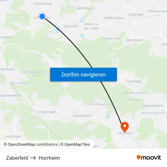 Zaberfeld to Horrheim map