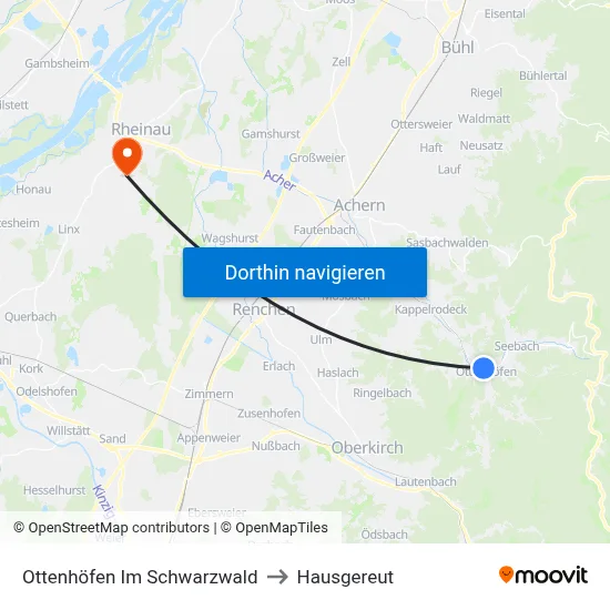 Ottenhöfen Im Schwarzwald to Hausgereut map