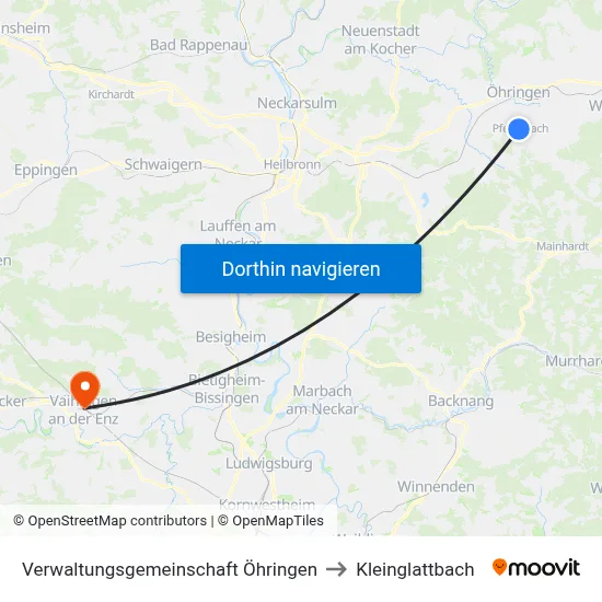 Verwaltungsgemeinschaft Öhringen to Kleinglattbach map