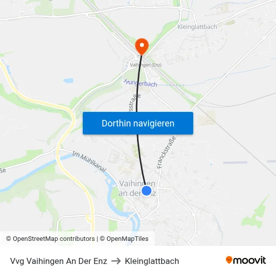 Vvg Vaihingen An Der Enz to Kleinglattbach map