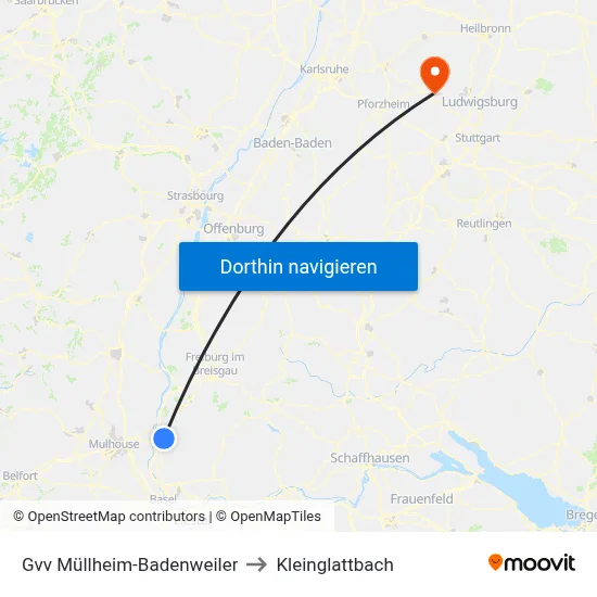 Gvv Müllheim-Badenweiler to Kleinglattbach map