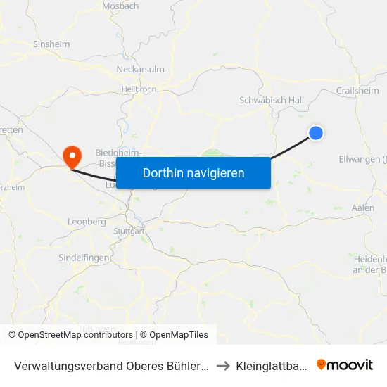 Verwaltungsverband Oberes Bühlertal to Kleinglattbach map