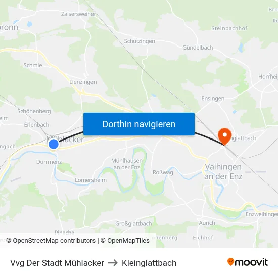 Vvg Der Stadt Mühlacker to Kleinglattbach map