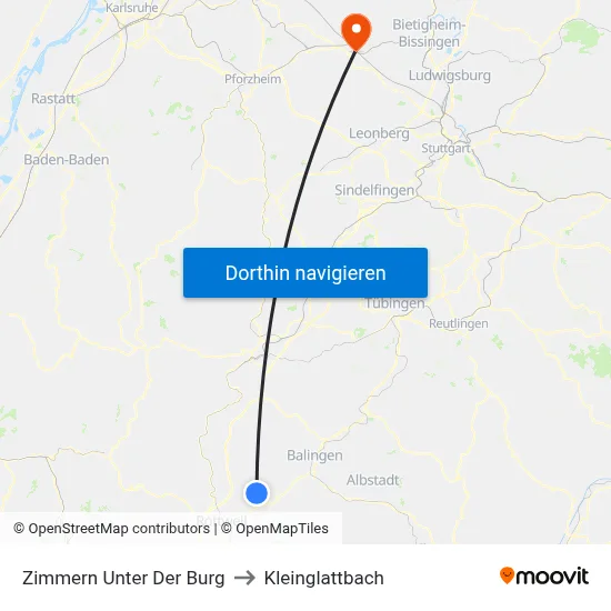 Zimmern Unter Der Burg to Kleinglattbach map