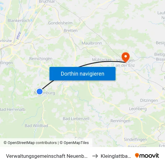 Verwaltungsgemeinschaft Neuenbürg to Kleinglattbach map