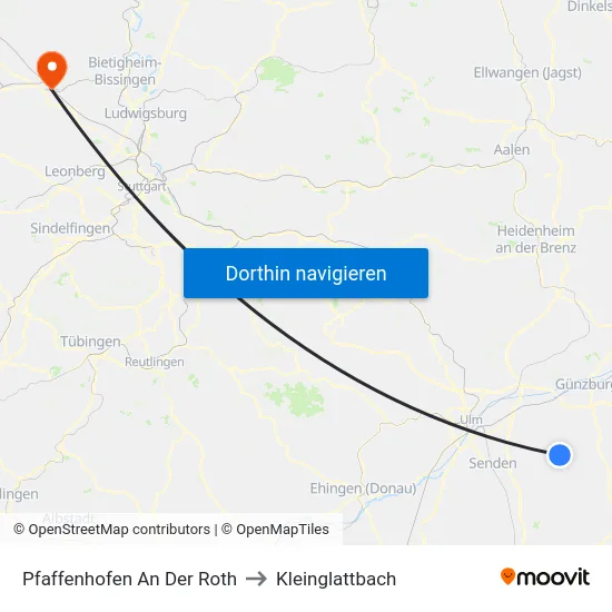 Pfaffenhofen An Der Roth to Kleinglattbach map