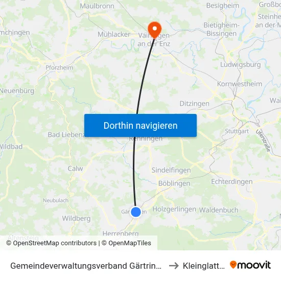 Gemeindeverwaltungsverband Gärtringen/Ehningen to Kleinglattbach map